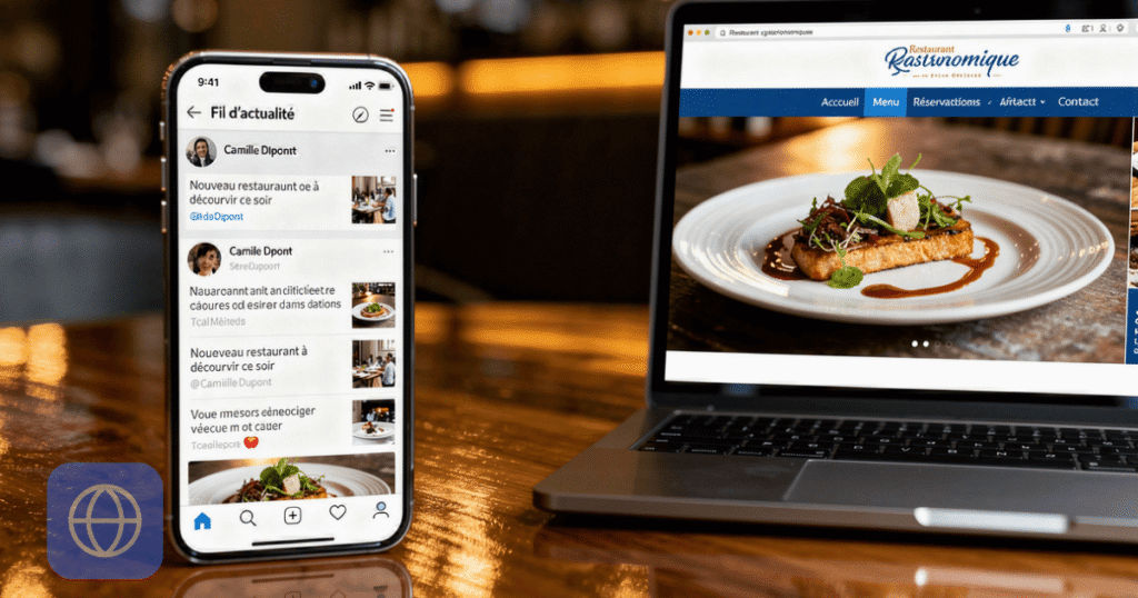 Comparaison page Facebook et site vitrine professionnel pour restaurant