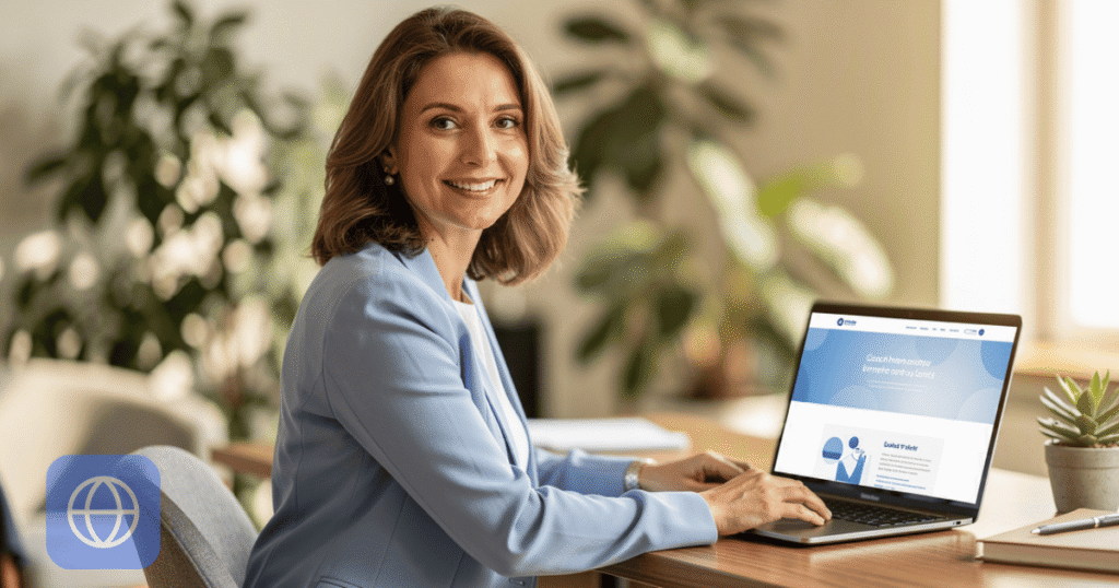 Coach ou thérapeute avec site internet professionnel inspirant confiance