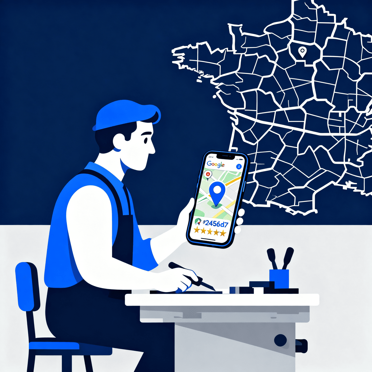Artisan consultant ses résultats Google Maps sur smartphone pour le référencement local