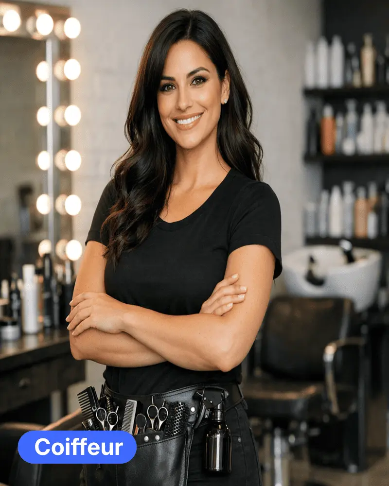 Coiffeuse en salon de coiffure professionnel
