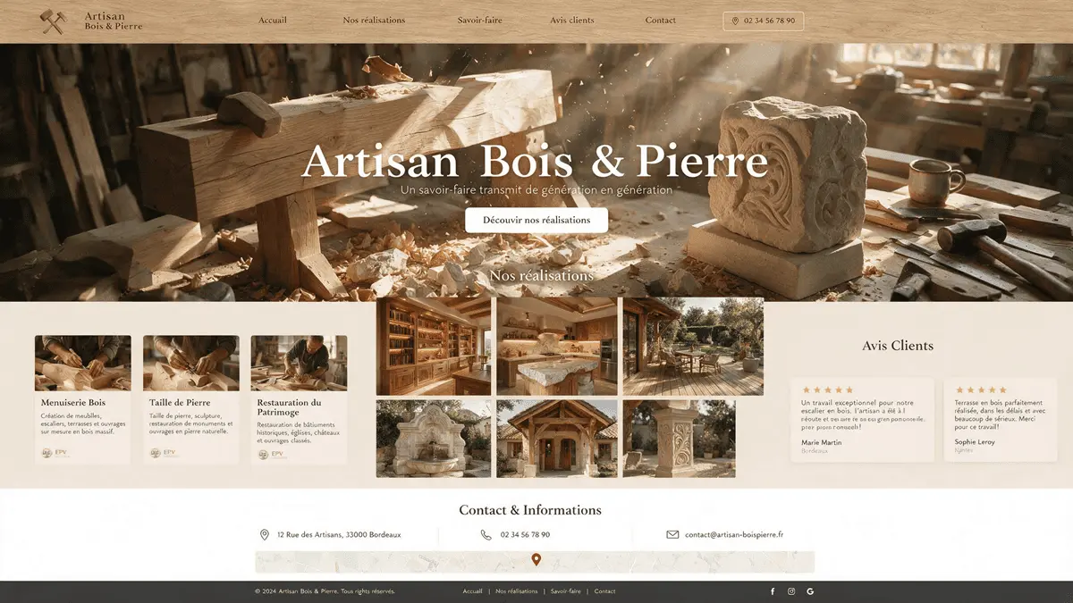 Exemple de site vitrine artisan pour chaque catégorie de métiers